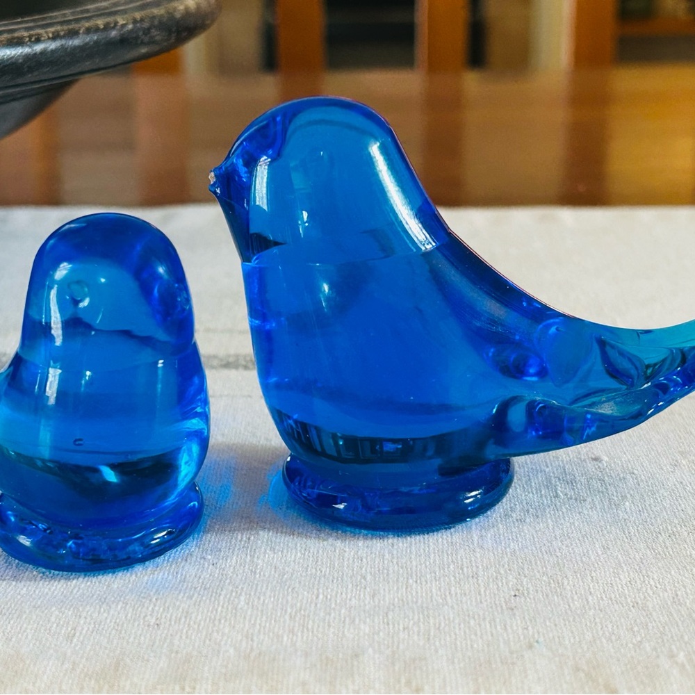 Vibrant Blue Glass Bird Sculptures
